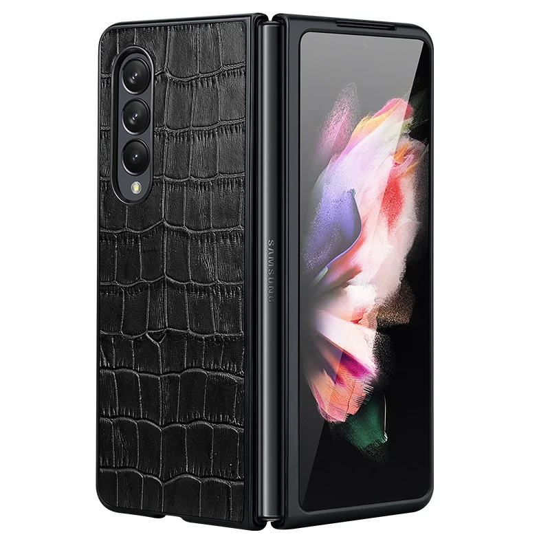 

Luxury 3D Pattern Genuine Leather Case for Galaxy Z Fold 5 Fold 4 Fold 3 Shockproof Ultra-Thin Folding Protective Cover Funda