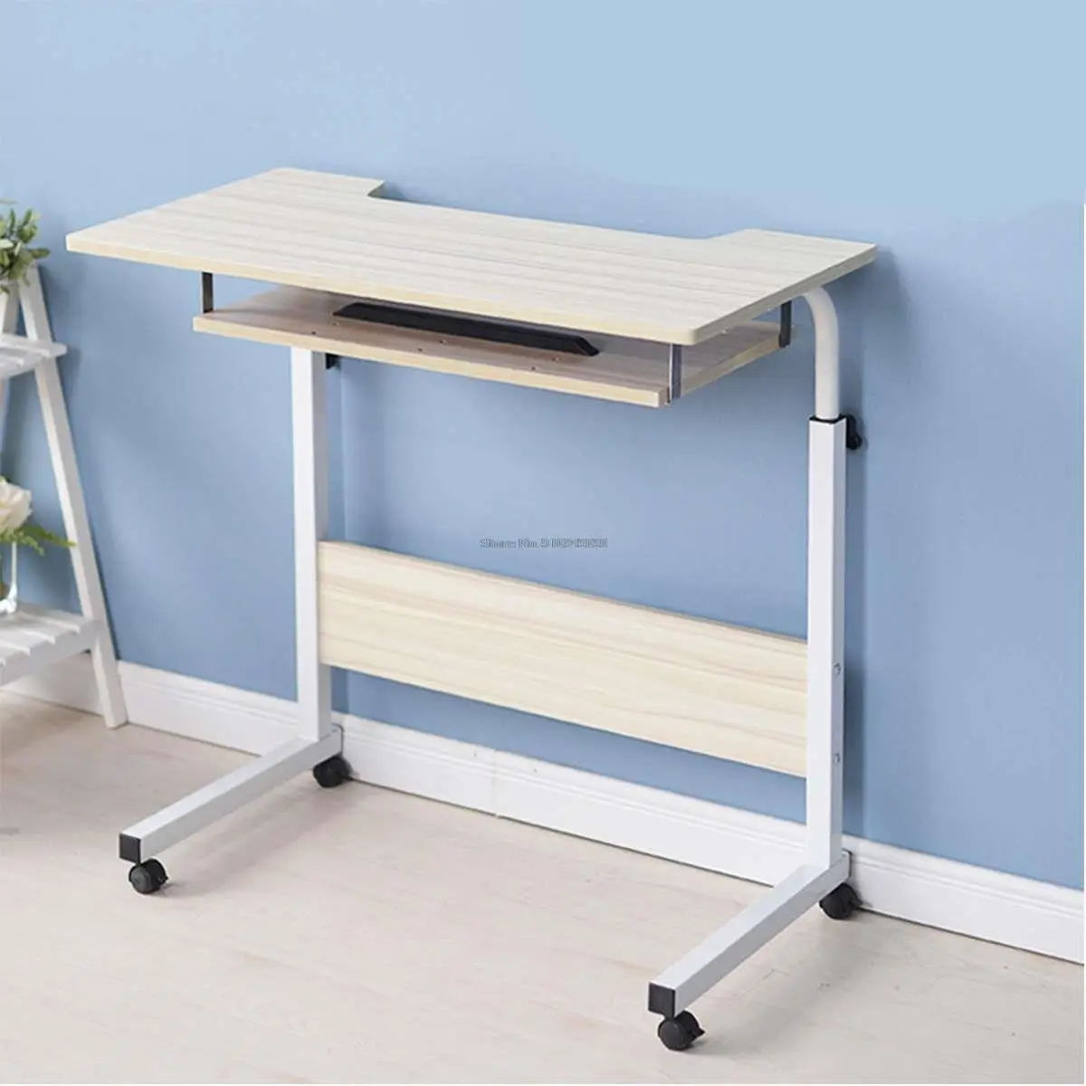 2-layers Storage Foldable Computer Table Adjustable Portable Laptop Desk Rotate Bed Table Can be Lifted Standing Desk