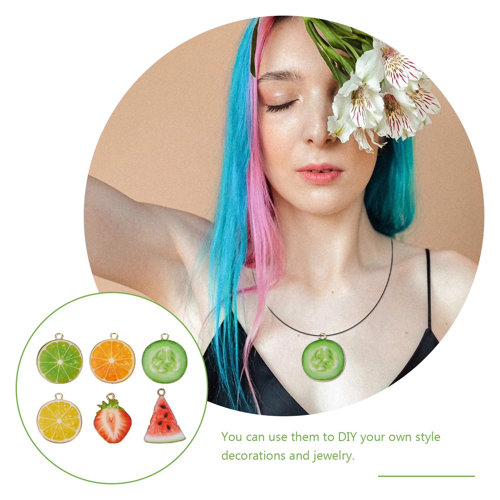 

24Pcs Simulation Fruit Jewelry Charms Alloy Pendants for DIY Earrings Necklaces Bag Decor Creative Accessories