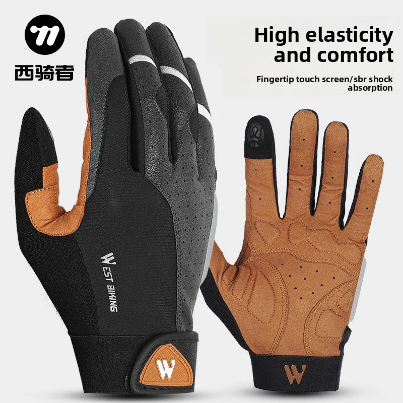 

West Rider Riding, амортизирующие нескользящие мотоциклетные перчатки с полным пальцем, велосипедные перчатки с длинными пальцами, весна-осень-зима, сенсорный экран