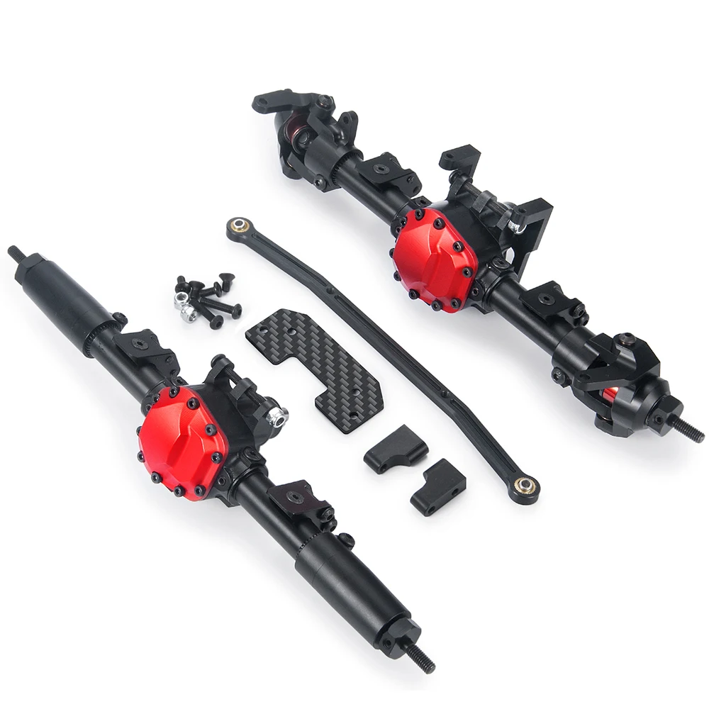 AXSPEED Metal Front Rear Axle Straight Complete Axle for 1/10 RC Rock Crawler Car Axial SCX10 II AX90046 90047 90027 90028 Parts