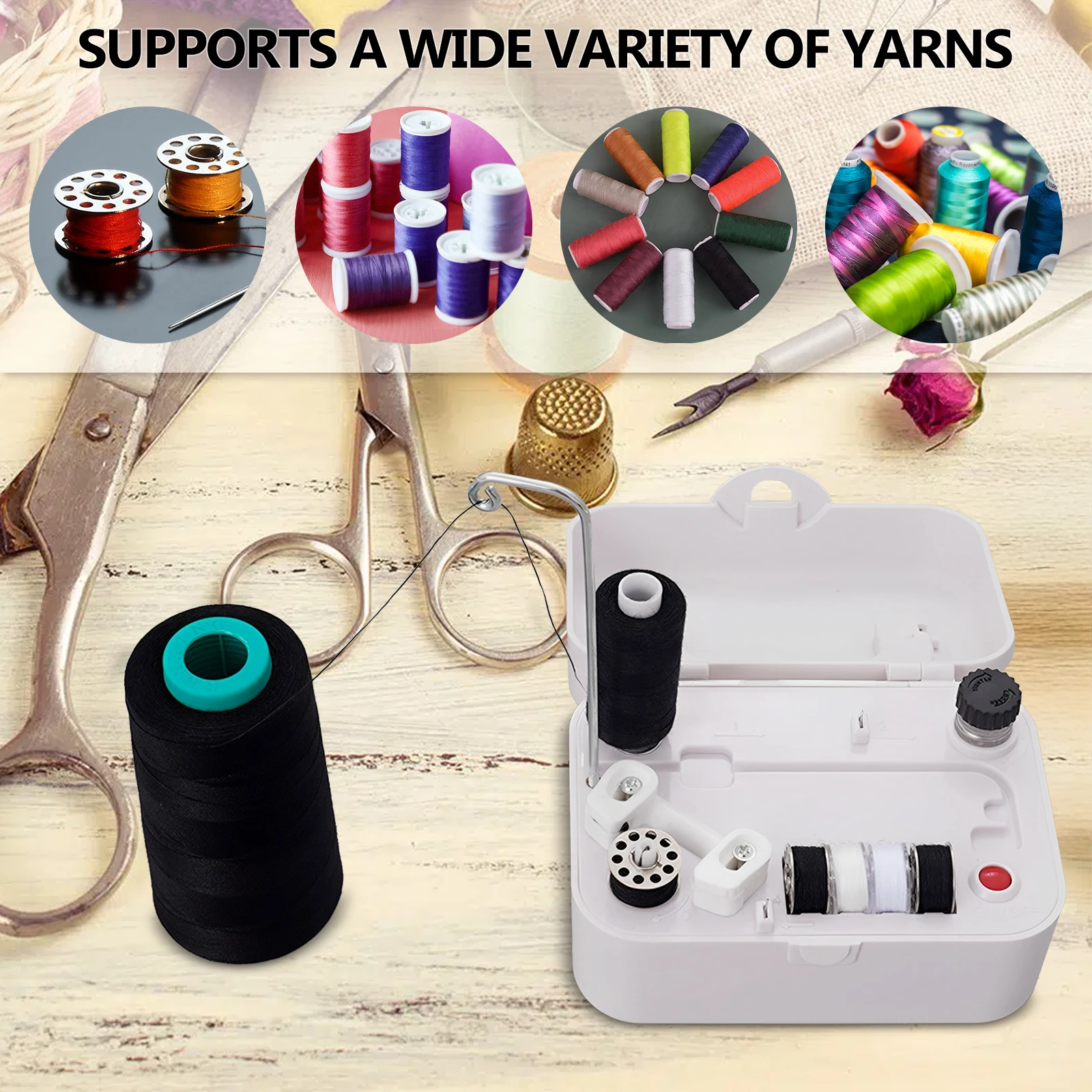 Electric Bobbin Winder Portable Bobbin Winder with Handle Automatic Bobbin Winder Machine USB/Battery Powered Bobbin Winder