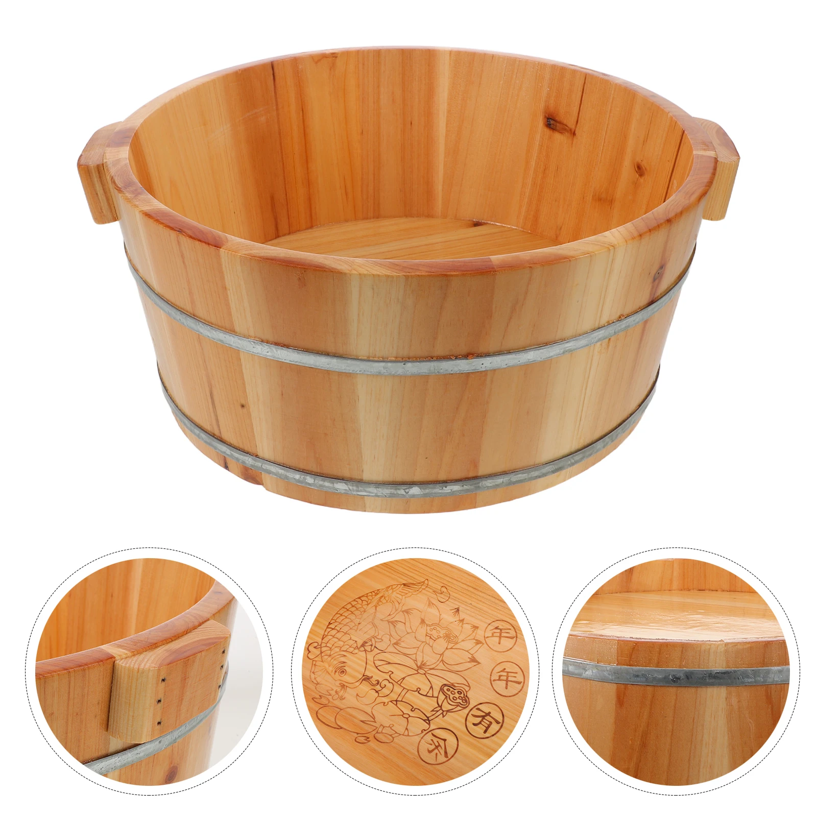 

Solid Wood Foot Bathtub Soaker Barrel Wash Basin Feet Pedicure Bowl Bucket Washbasin Massagers for Soaking