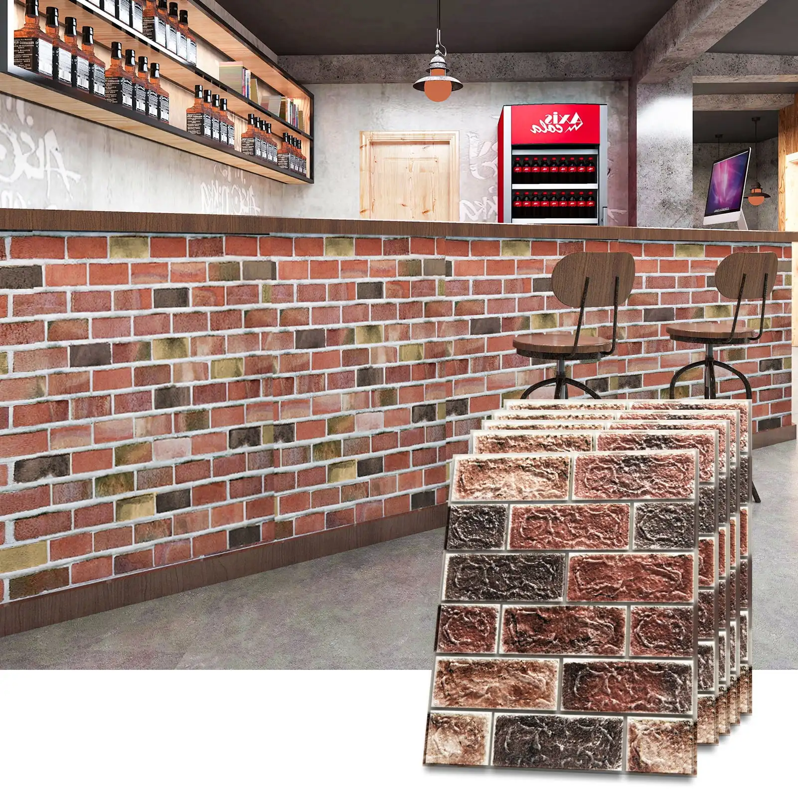 

10 Pcs 3D Wall Panels，Peel and Stick Brick Wallpaper Faux Foam Brick（14.5 Sq.ft）