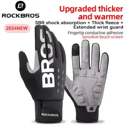 ROCKBROS Winter Glove Warm Cycling Gloves Fleece Long Finger Touch screen Windproof Gloves Sports  Outdoor Running Riding Mitten