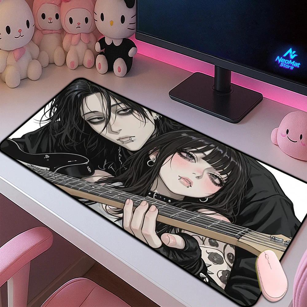 Playmat Dark Rock Yandere Couple Mousepad 50x100 Anime Gothic Punk Duo Korean Office Rug Gamer Girl Accessories Mouse Pad Gaming