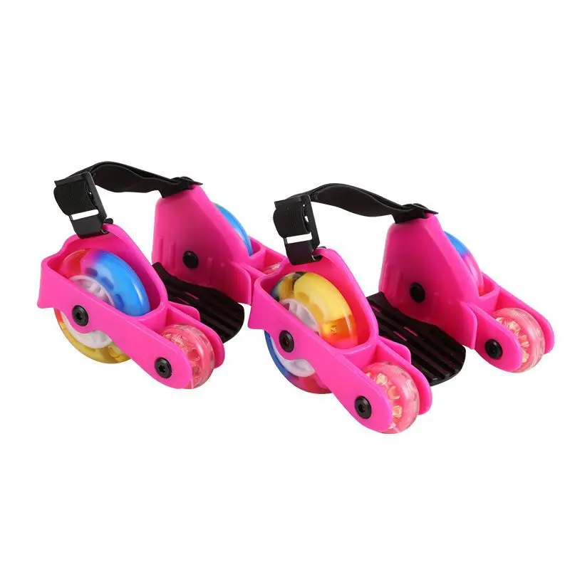 Chaussures de patin à roulettes à talon pour enfants, chaussures de sport coulissantes à 4 roues, poulie réglable en caoutchouc PU, outils de mobilité clignotants LED, garçons et filles