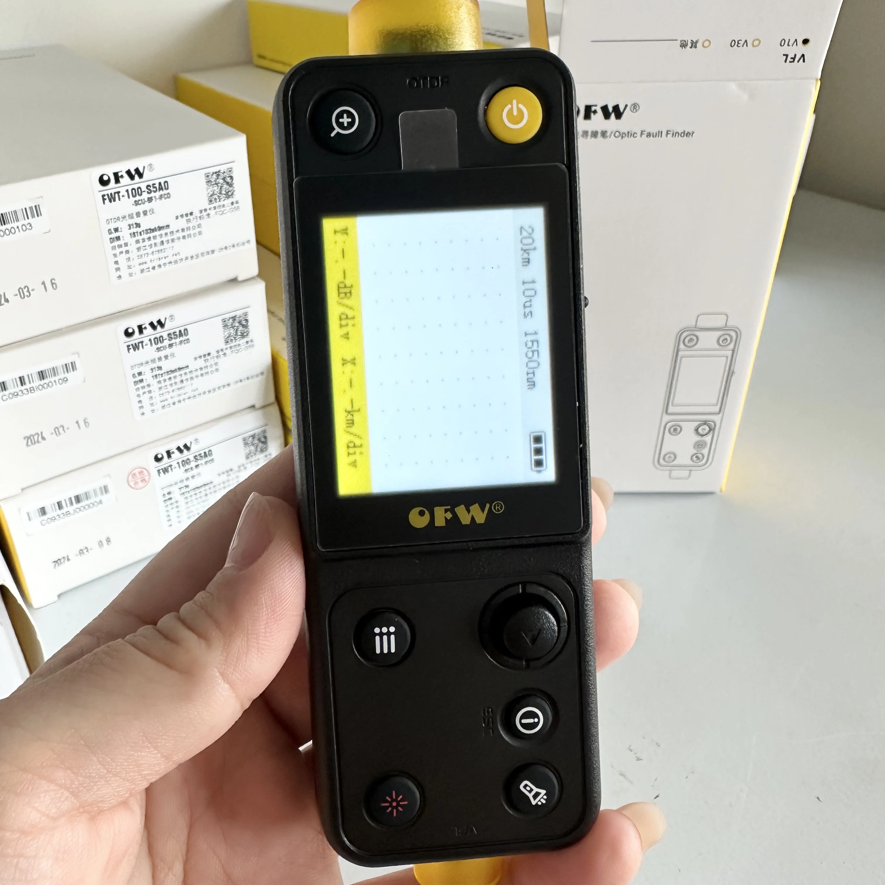 FTTH 20KM OFW otdr Optic Fault Finder Optical TimeDomain Reflectometer Fiber Ranger FWV-100-V10 FTTB Breakpoint Tester Meter VFL