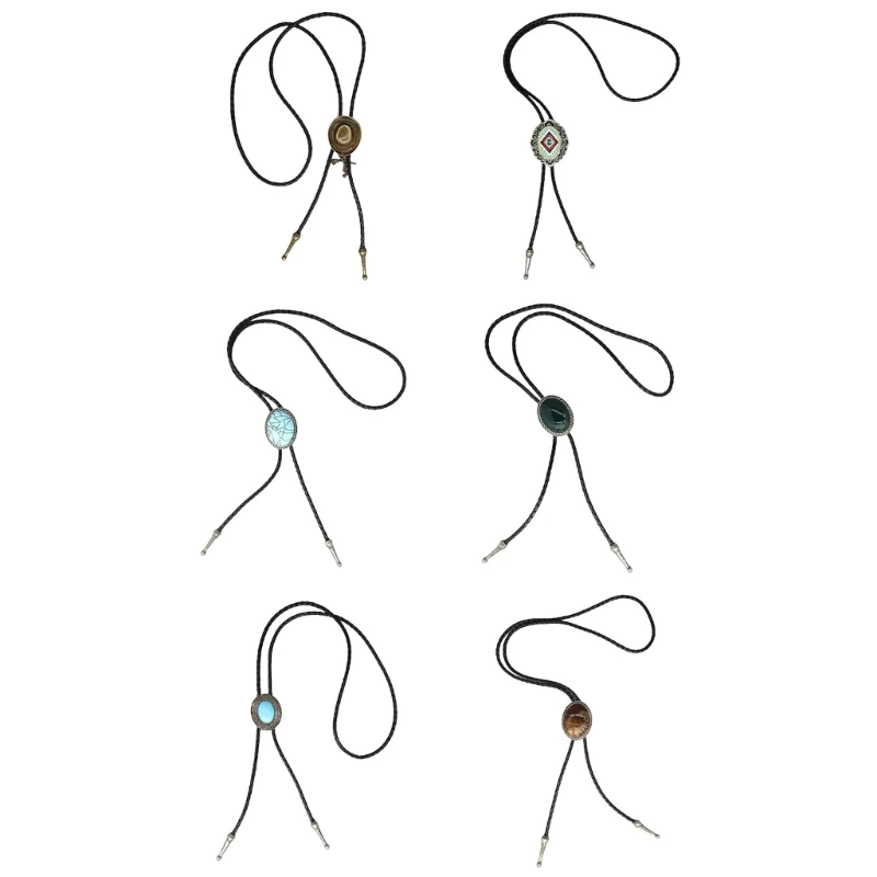 Vintage Turquoise Bolo Ties Business Neckwear Western Necktie Formal Shirt Bolo Tie Decorative Tie for Casual and Formal