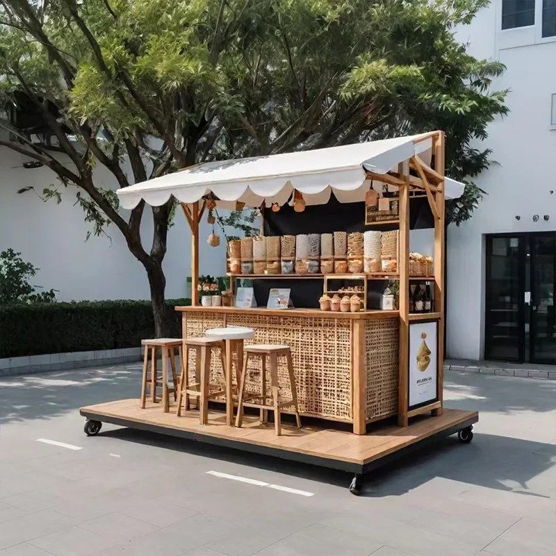 

Rattan sales truck Creative atmosphere Food stall Commercial scenic spot Display car