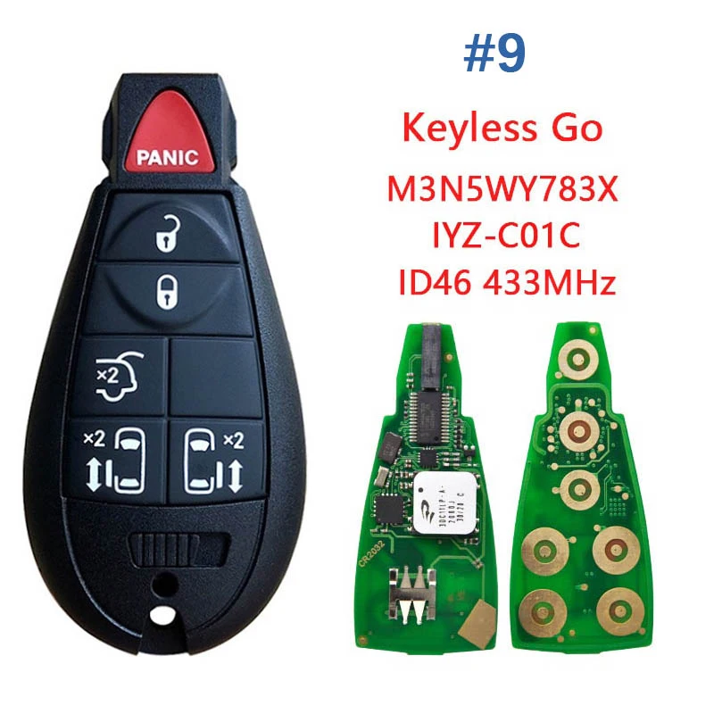 

CN015100 Replacement Keyless For Chrysler Dodge Grand Caravan Key Fob Fobik P/N IYZ-C01C / M3N5WY783X 433Mhz PCF7945 Chip