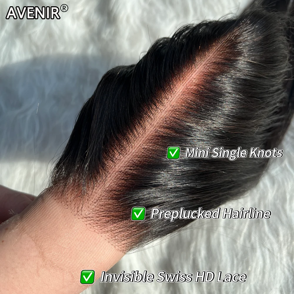 AVENIR 13x6 nudos individuales HD encaje Frontal solo cabello humano liso brasileño HD encaje Frontal Pre desplumado Color Natural cabello Remy