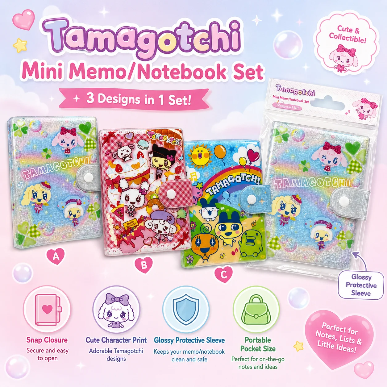 Cosplay Prop Designer - Tamagotchi Mini Memo Notebook 3 Designs