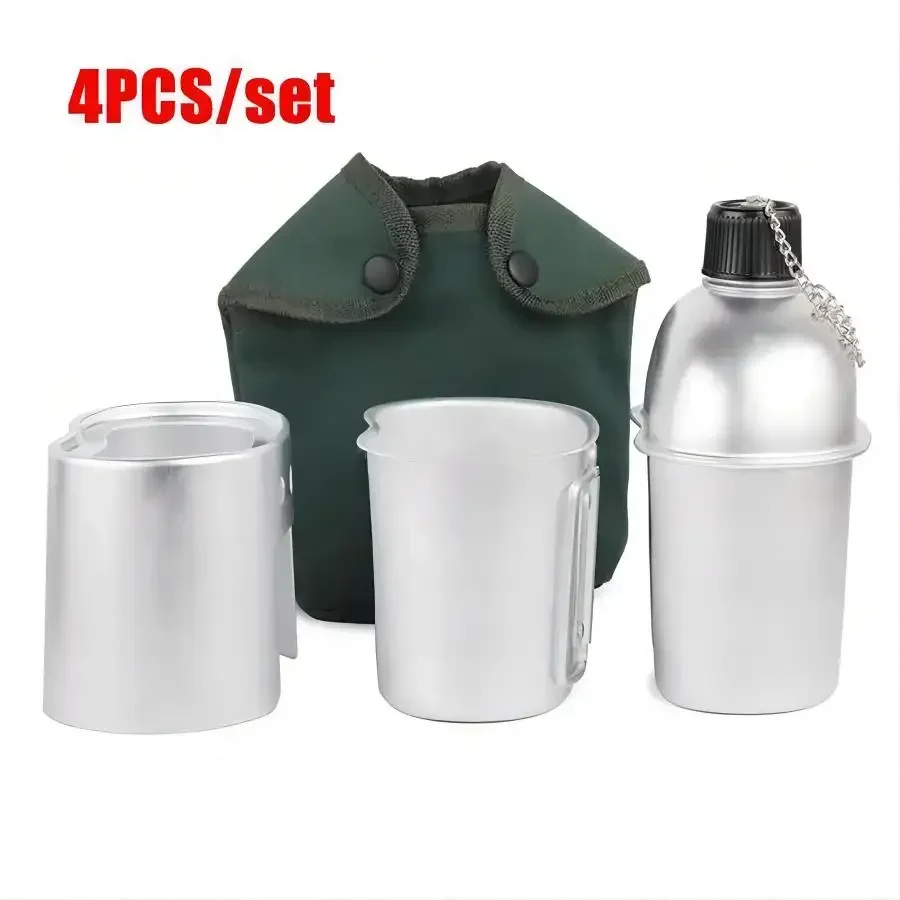 Portable Aluminum Kettle Cup and Lunch Box, Stove Bag Set, Military Enthusiast, Suitable for Outdoor Camping, Survival, Exp