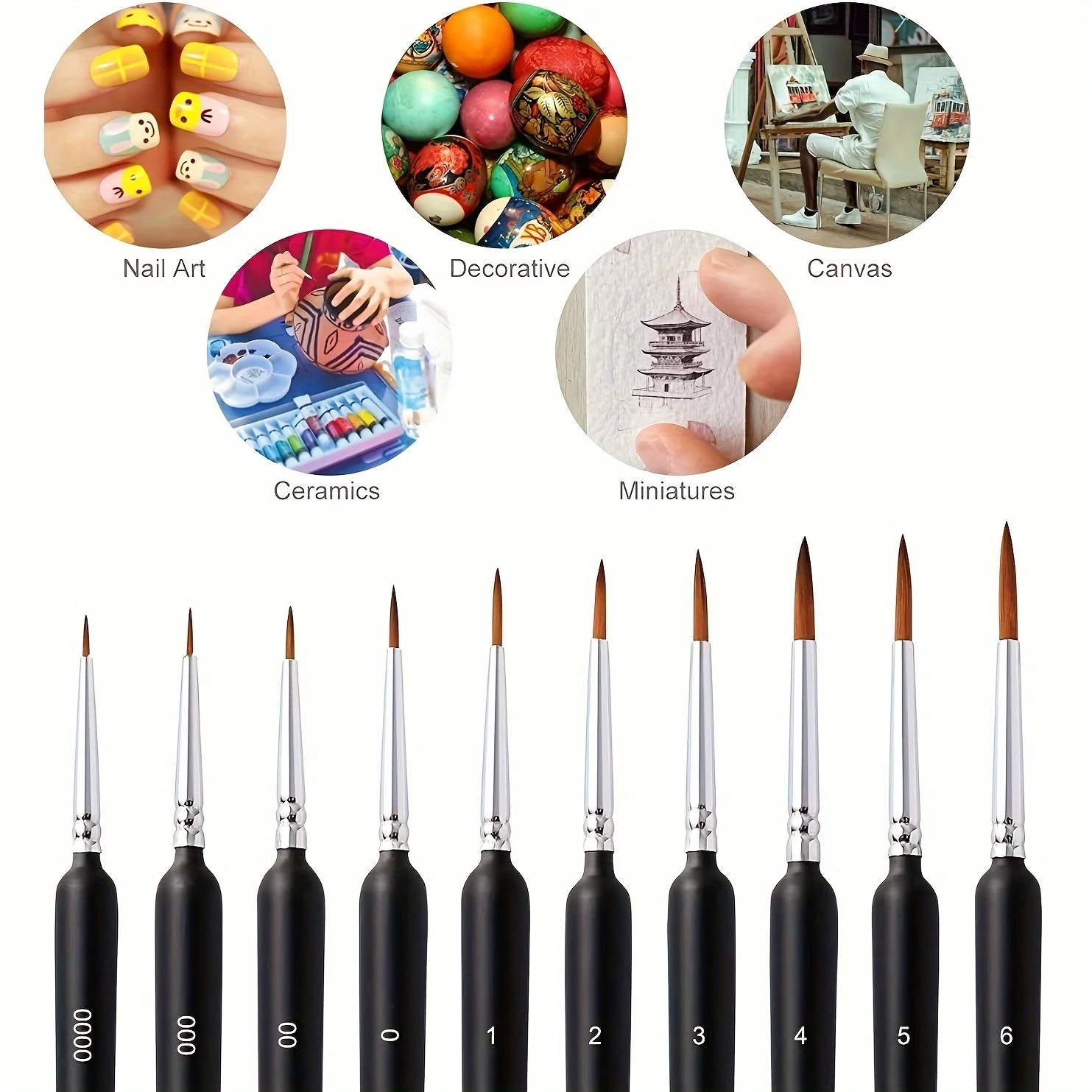 10pcs Miniature Paint Brushes, Detail Fine Tip Paint Brushes Set With Ergonomic Handle - Suitable For Acrylic Painting, Oil, Wat