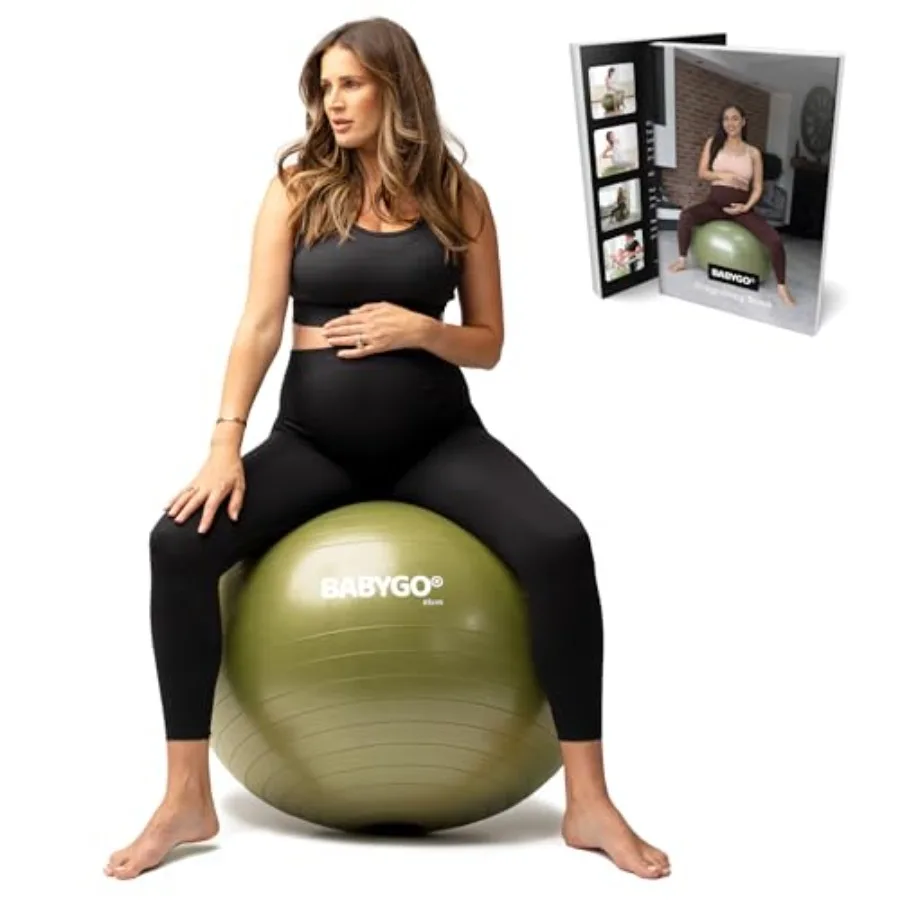 

Birthing Ball - Pregnancy Yoga Labor and Exercise Ball and Book Set Trimester Targeting Maternity Physio Birth and Recovery Pla
