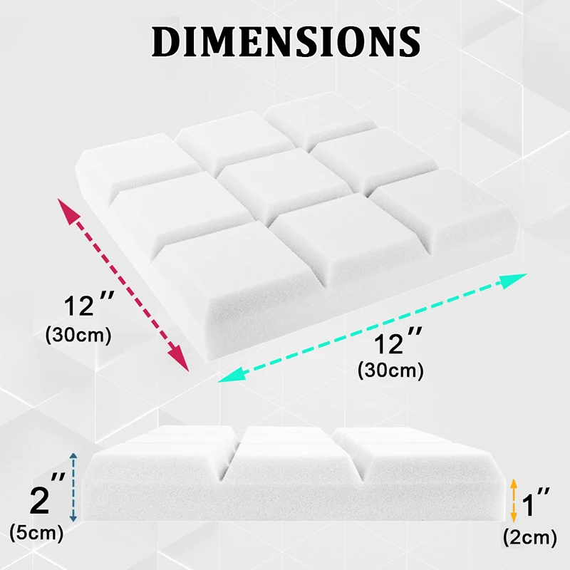 Pannelli a parete insonorizzati 12 pezzi pannelli in schiuma acustica da Studio ad alta densità con bordo smussato 9 piastrelle a blocchi materiale
