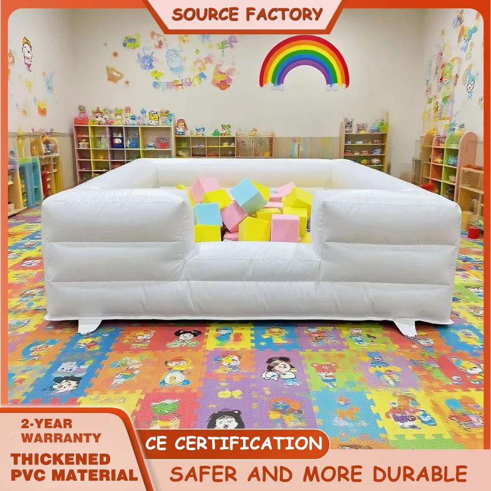 

Надувной бассейн для шариков белого цвета для детей, мягкий игровой бассейн с боковыми стенками и вентилятором, подарок для детей