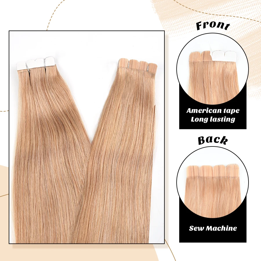 Neitsi Mini Tape in Human Hair Extensions 100% Real Natural Invisible Seamless Tape in Hair Glue Straight Skin Weft Remy 12