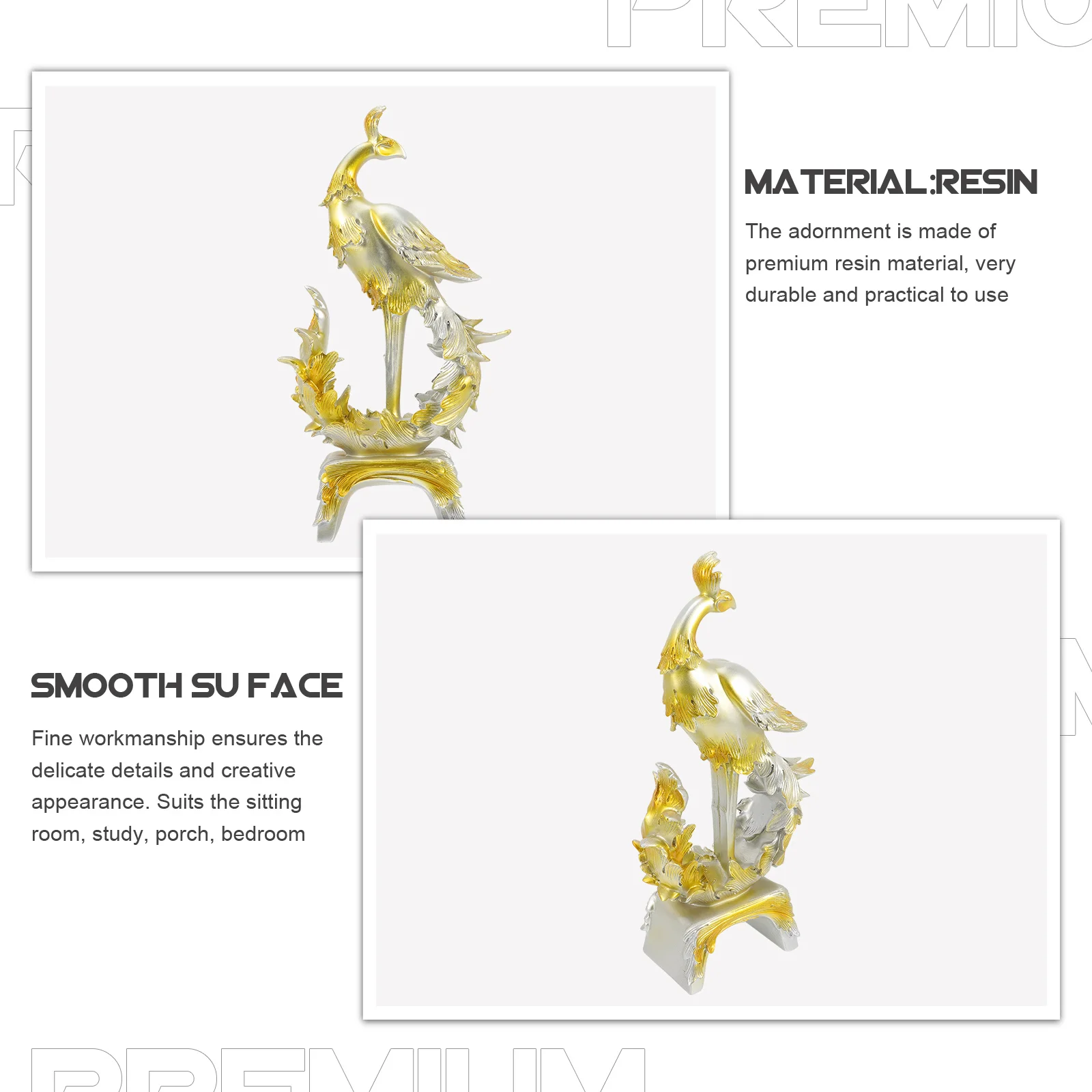 

Delicate Phoenix Resin Sculpture Compact Size Home Decoration Office Garden Resin Phoenix Statue Decorative Ornament