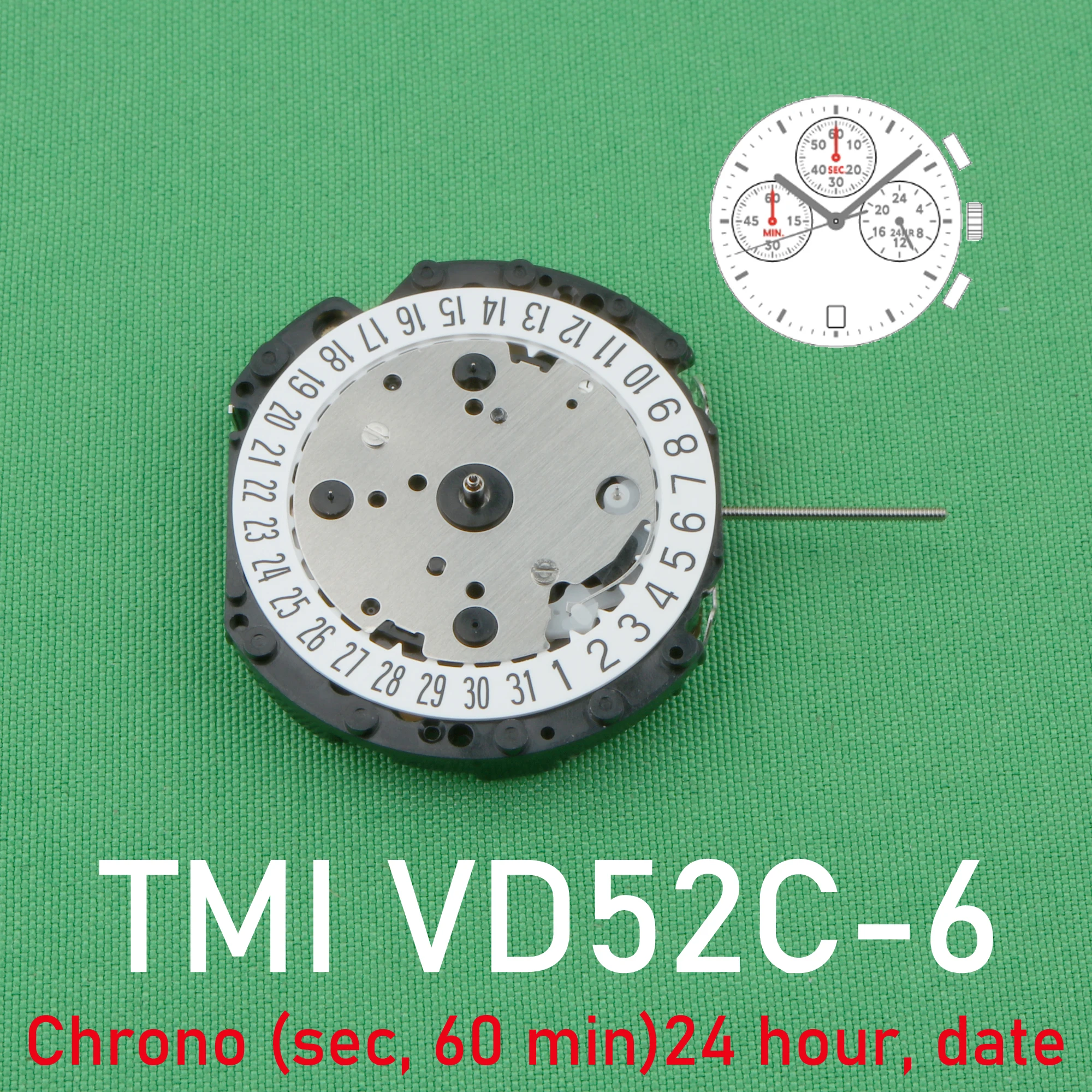 TMI VD52C movimento nuovo giappone Seiko VD52 movimento originale SII/TMI VD52 movimento orologio data a 6 Chrono (sec, 60 min)24 ore, dat