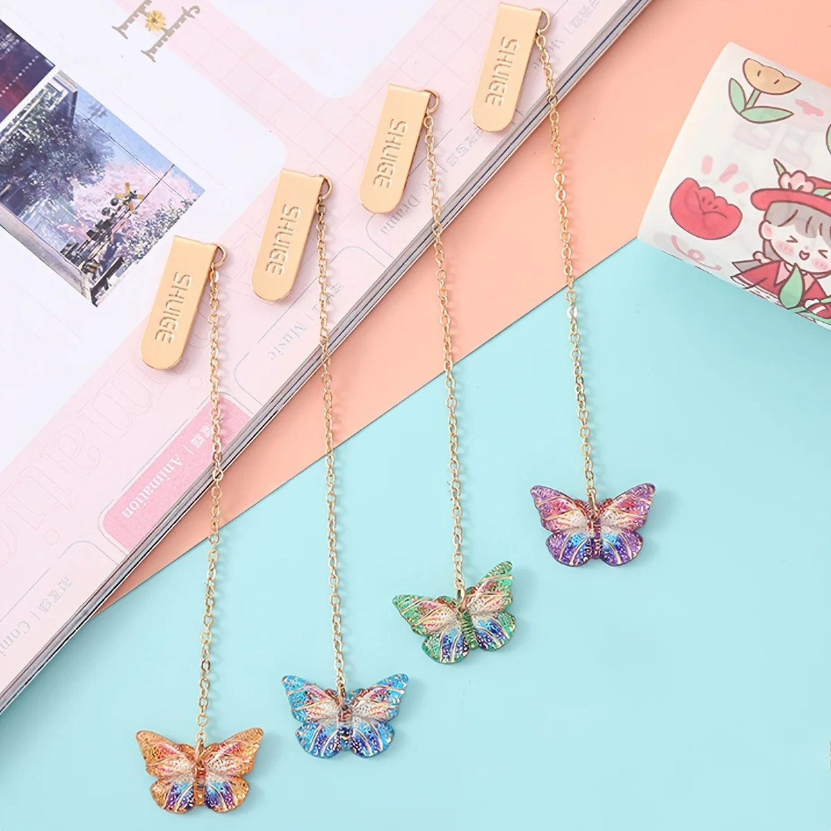 

Metal Pendant Fantasy Butterfly Bookmark - Creative Page Clip with Iron Construction - Stationery Accessory for Book Lovers