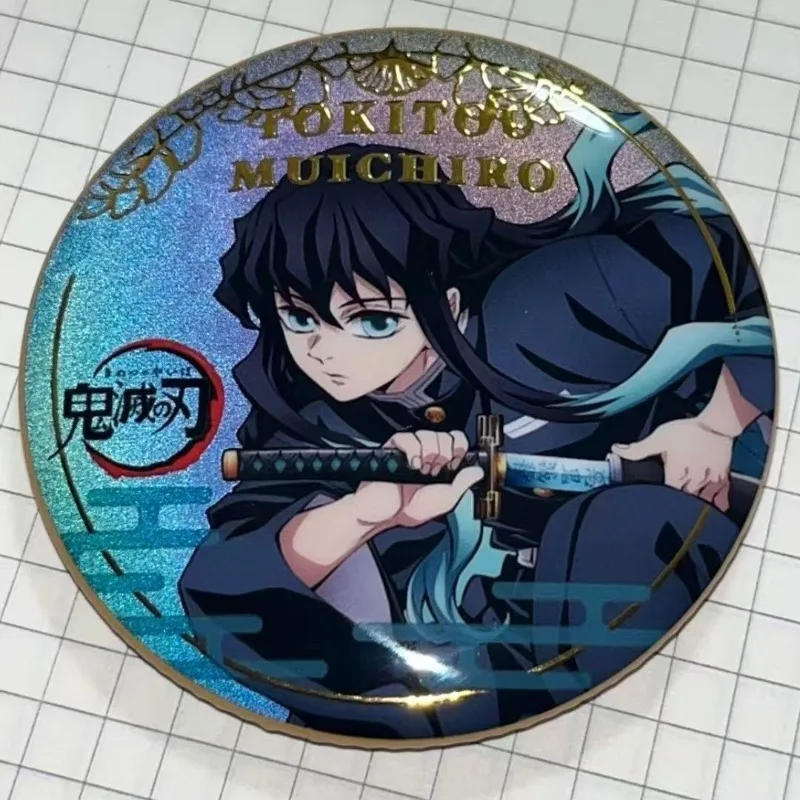 

58mm Demon Slayer Laser Brooch Tokitou Muichirou Anime Action Figures Q Figural Clothing Backpack Pin Decoration Christmas Gifts