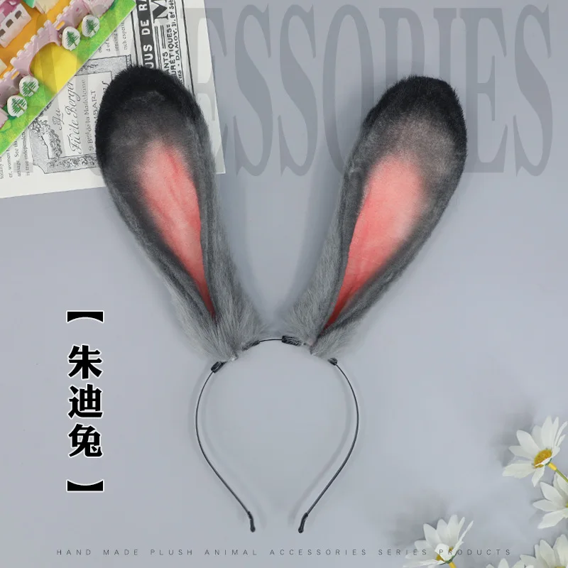 Rabbit Ear Hair Ornament Handmade Simulation Beast Ear Hair Hoop Party Comic Exhibition Plush Headwear