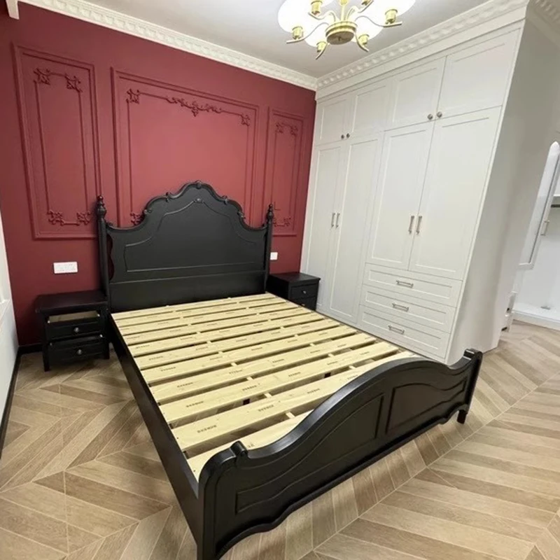 Floor Vintage Wooden Double Bed Teenagers Frame Europen Full Single Double Bed Luxury Cloud Camas De Dormitorio Furniture