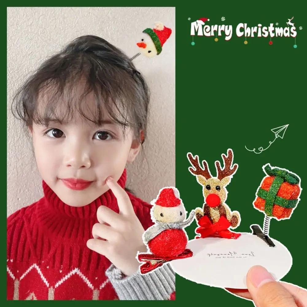 عيد ميلاد سعيد ديكور عيد الميلاد دبوس الشعر الترتر Bowknot الأطفال الغزلان قرن الوعل مشبك شعر مشبك أحمر الكورية إكسسوارات الشعر