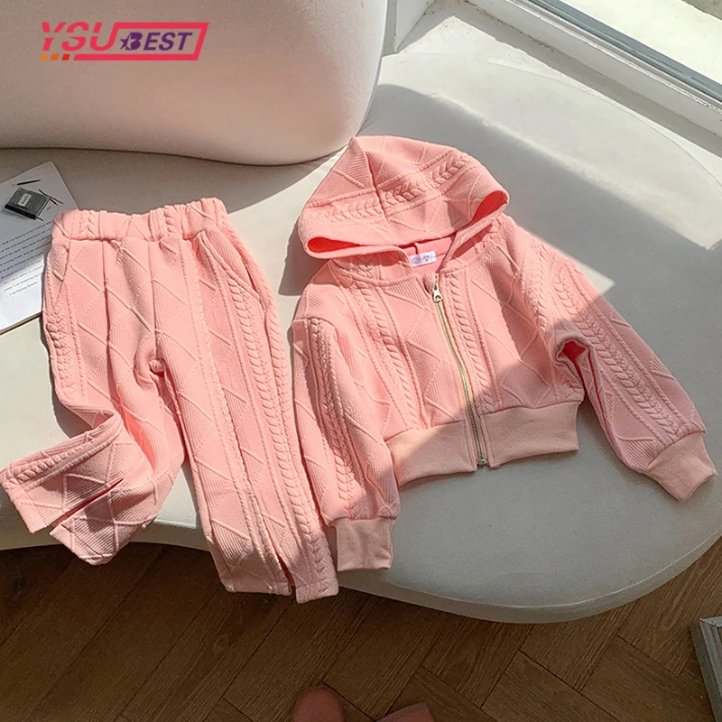 

Baby Girl Clothes Suit Kint Spring Girl Knitted Clothing Set Autumn Long Sleeved Knitted Zipper Cardigan +Pants Set Korean Style