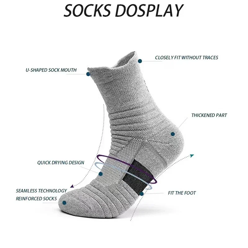 3Pairs Anti-slip Soccer Basketball Sport Socks Men Women Cotton Sock Short Long Tube Football Socks Breathable Deodorous Sock