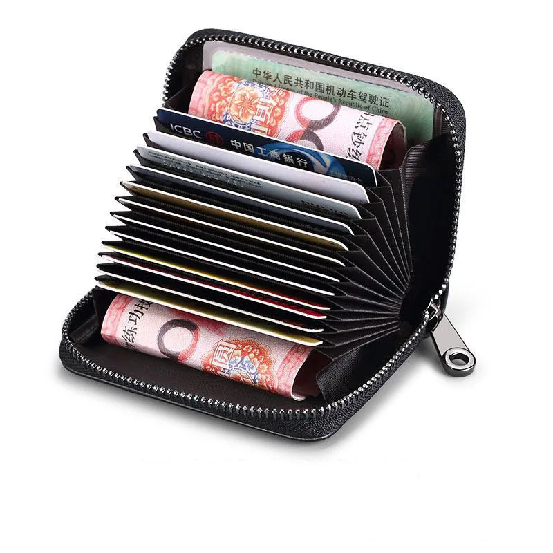 18 Detachable Card Holders Pu Business Bank Credit Bus Id Card Holder Cover Coin Pouch Anti Demagnetization Wallets Bag Organizer