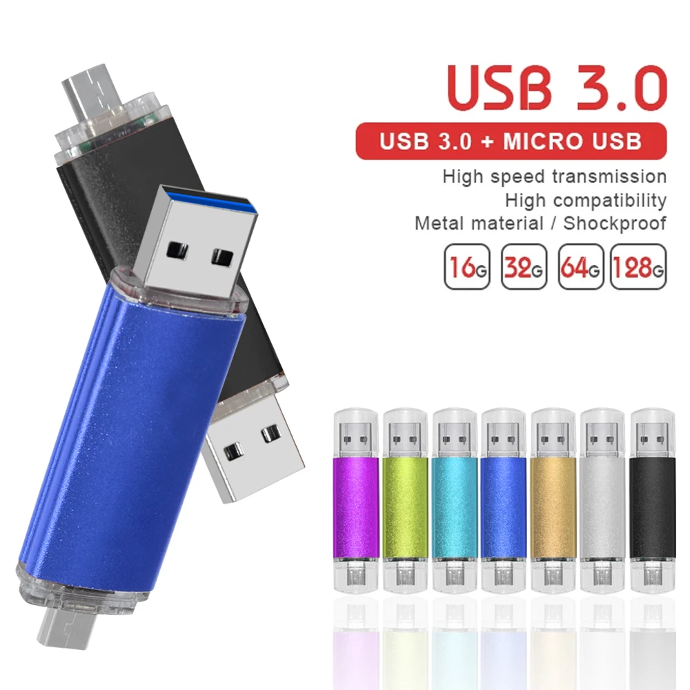 

USB flash drive 3.0 OTG type-C 64 GB 32 GB 16 GB 8 GB 4GB 128GB 256GB Pendrive 3 in 1 Micro USB Memory Stick with type C Adapter