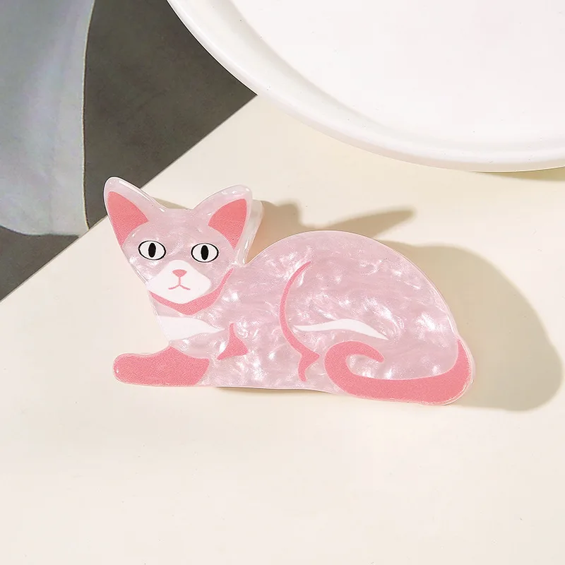 Kreative Katzenförmige Haarklammer Süße Cartoon-Kätzchen-Haarklammer aus Acetat für Frauen und Mädchen Tägliches Haar-Deko-Accessoire – Detail 15