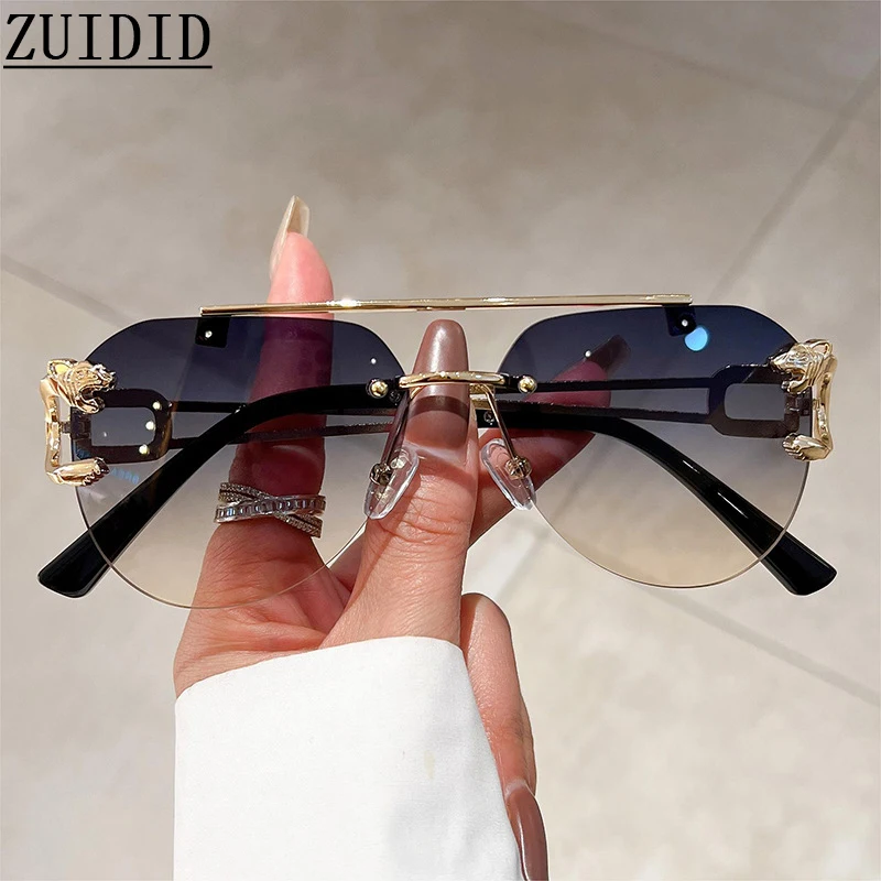 

2023 Sunglasses Women Luxury Rimless Vintage Fashion Glasses Lunette Oversized Shades De Soleil Femme Gafas De Sol Mujer Lentes