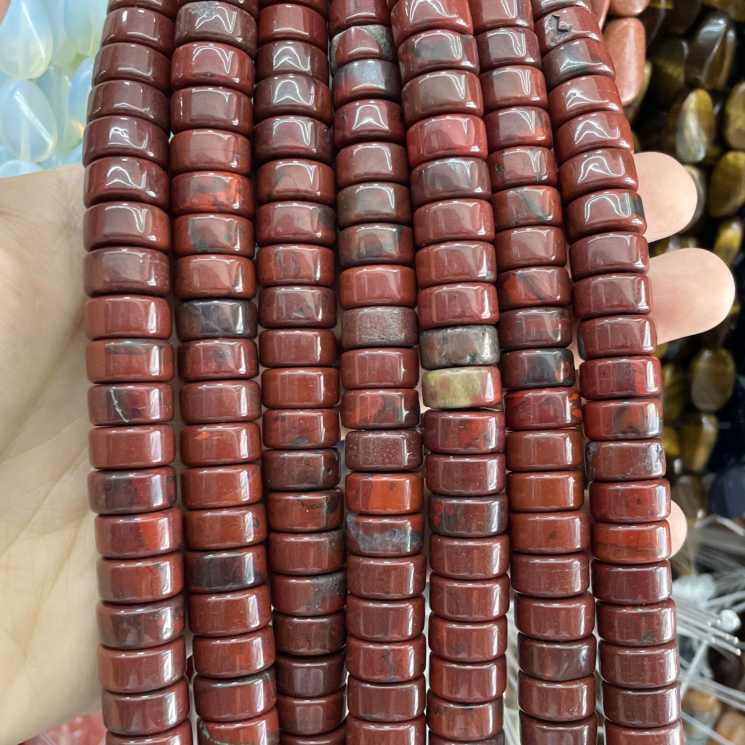 6X12MM Naturstein-Achate, Tigerauge, Quarz, Türkis, lose Spacer-Perlen für die Schmuckherstellung, DIY-Armbänder, Halsketten-Zubehör – Detail 6
