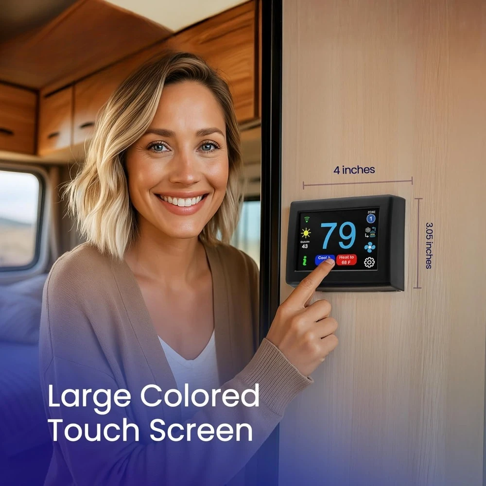 Termostato digital preto WiFi ou Bluetooth, termostato RV programável e confiável compatível com GE para calor doméstico e AC - Popular