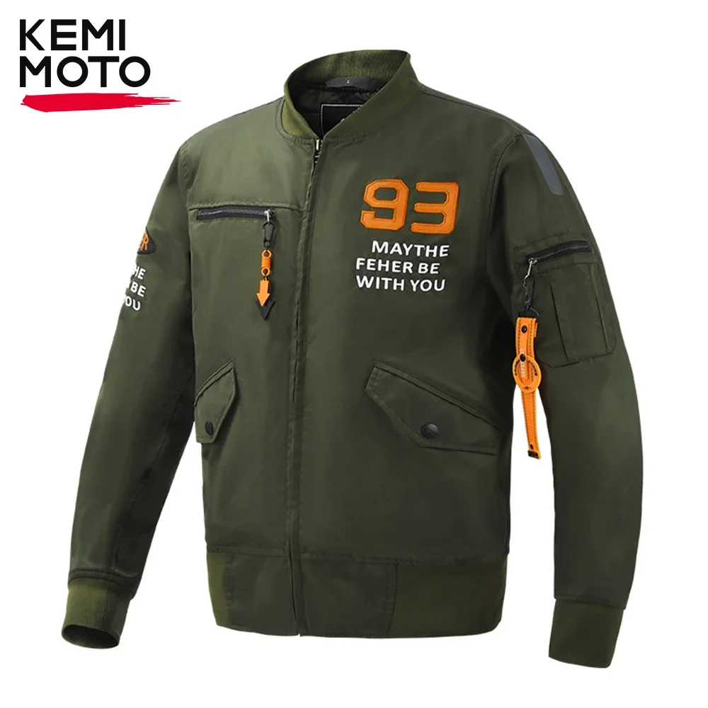 

Motorcycle Riding Jacket Men Warm Clothes Pilot Baseball Clothing CE Gear Protective Body Removable Liner Waterproof Surface