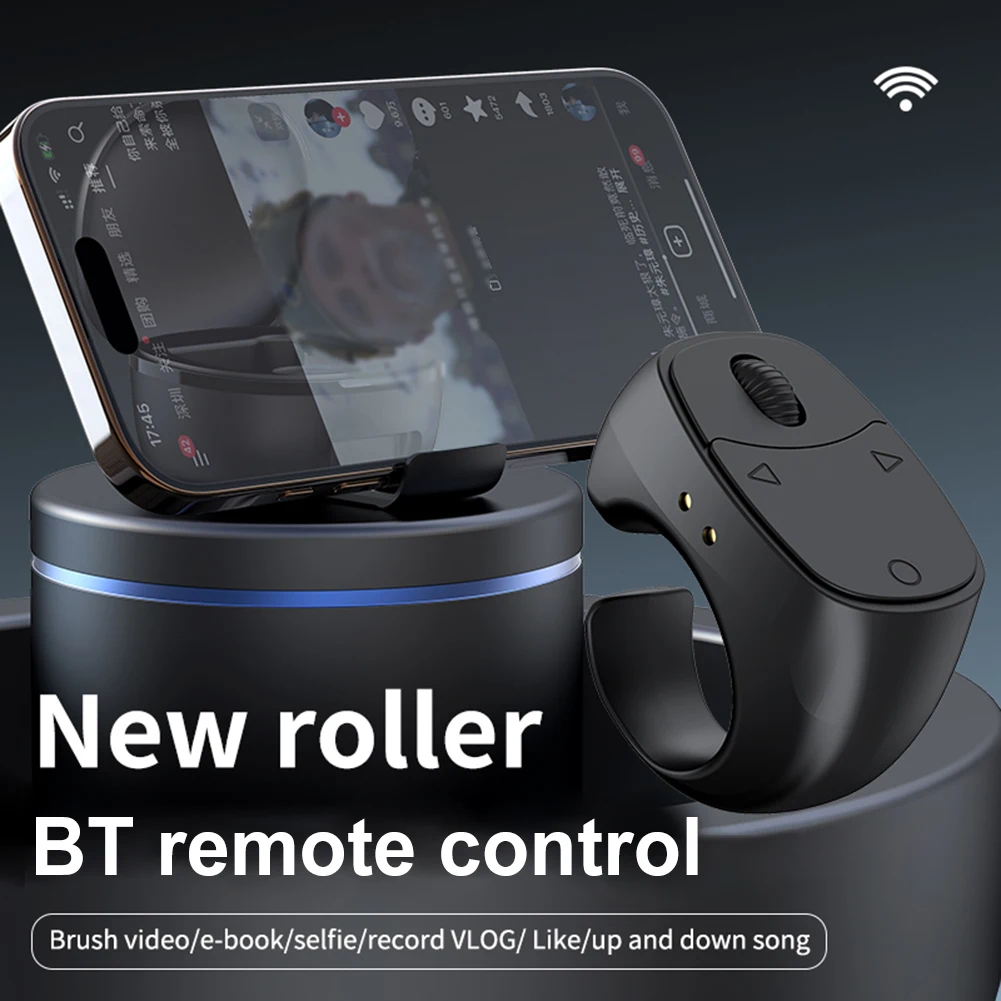指先リモコン Bluetooth 対応 5.3 スクロールリング デジタルディスプレイ スマートフォン用リモコン シャッター/クリッカー