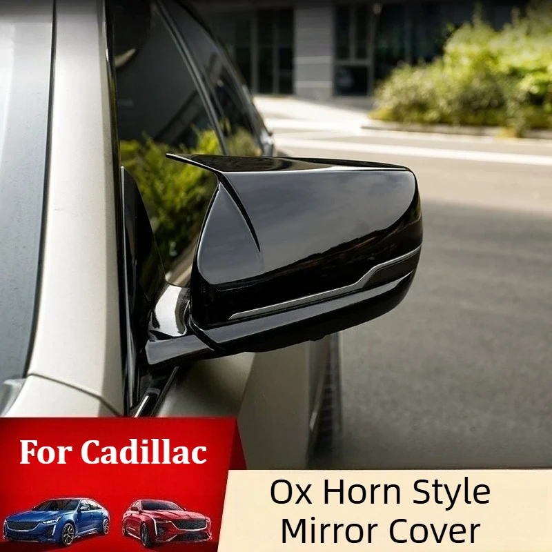 

For Cadillac CT4/CT5 Ox Horn Style Mirror Cover Carbon Fiber Reflector Replacement Mirror Replacement Case Accessories Supplies