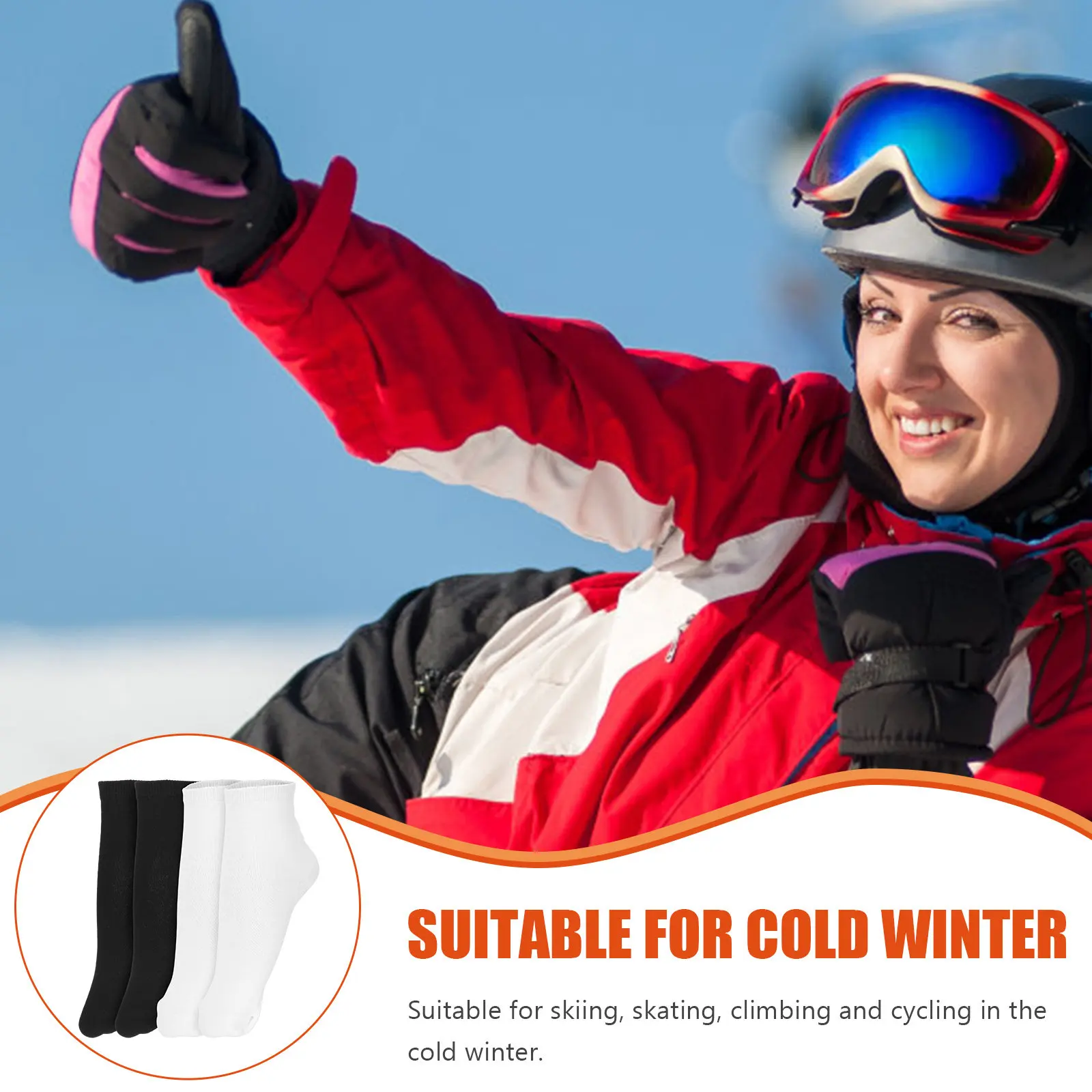 

2 пары самонагревающихся теплых носков, толстые хлопковые эластичные носки с подогревом для зимы, для мужчин и женщин, для занятий спортом на открытом воздухе, катания на лыжах, скалолазания, бега