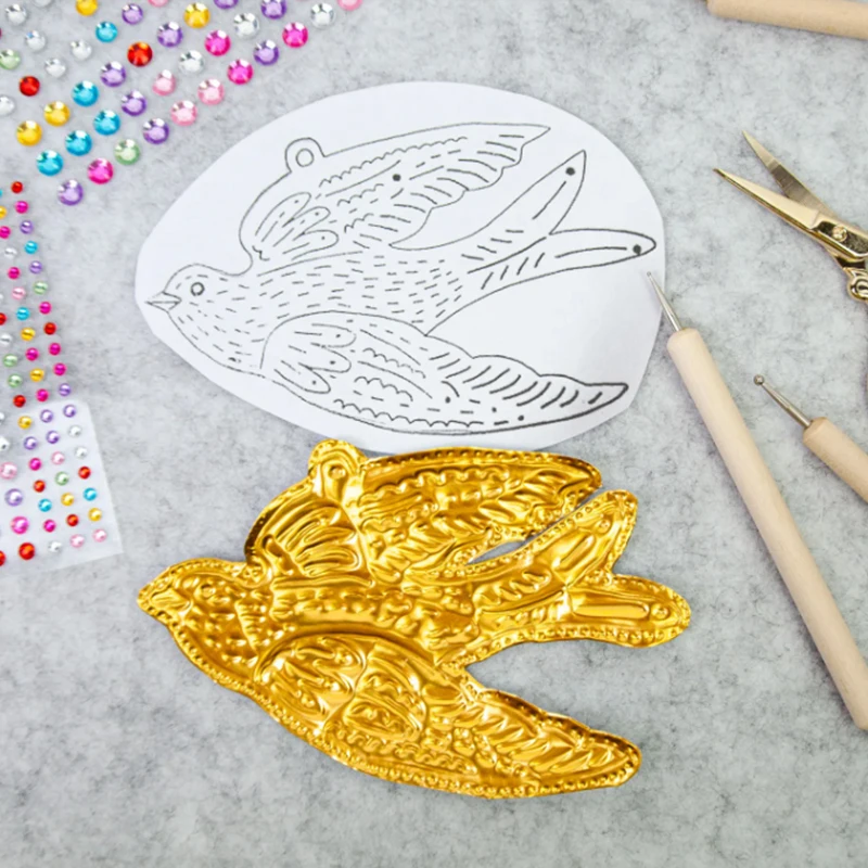 DIY Gold Foil Art Relief Christmas Decorations Gold Silver Decorative Pendant Combination Tin Foil Paper Craft Sewing Tool Set view 4