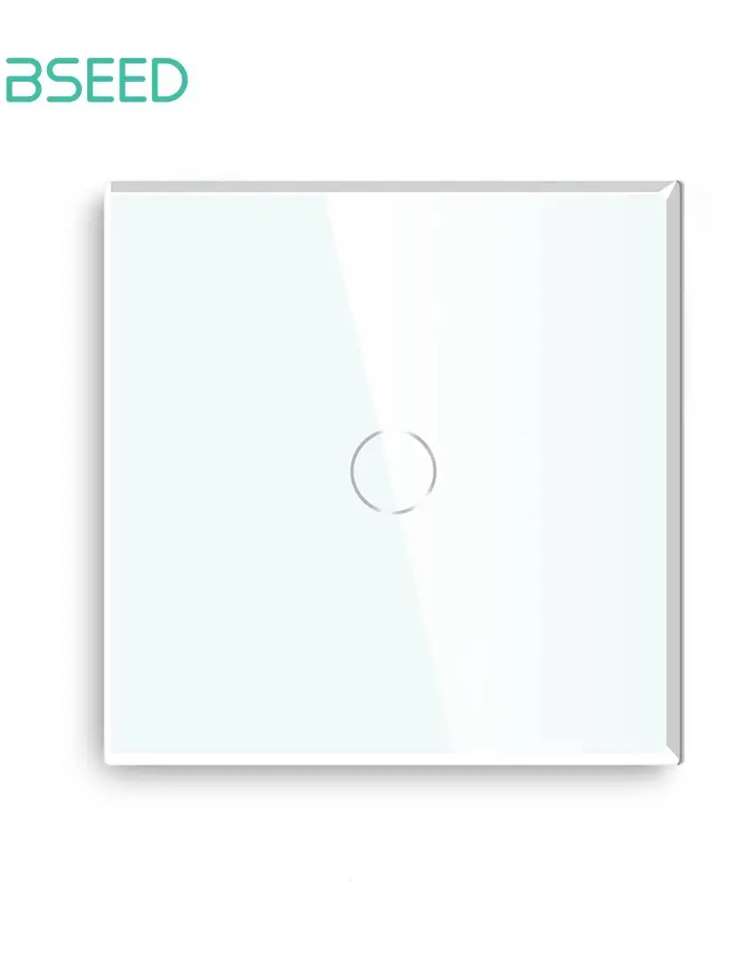 BSEED Touch-Schalter 1/2-fach 2-Wege-Wandlichtschalter Glas-Sensorbildschirm Heimschalter Blaue LED-Hintergrundbeleuchtung EU-Standard Weiß