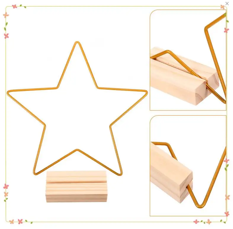 

1 Set 20cm*3mm Dream Catcher Metal Garland Wooden Base Frame With Stand Desktop Ornaments Diy Scene Decoration
