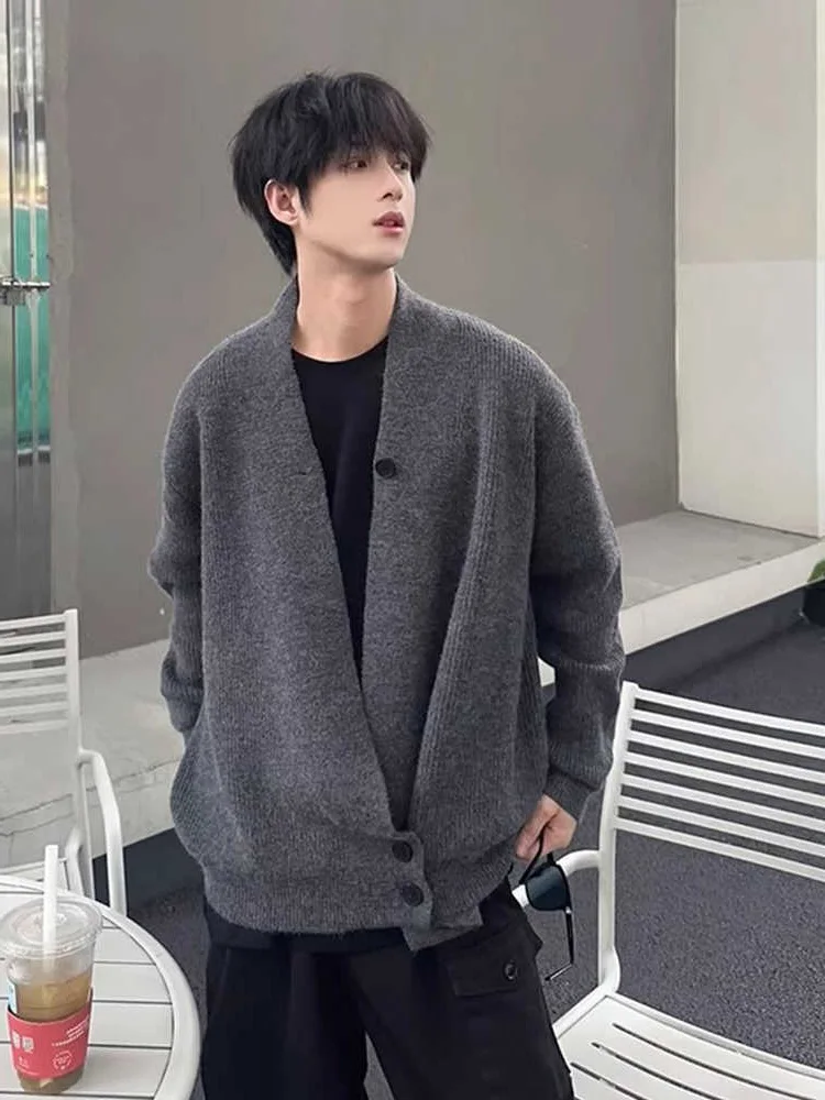 

Мужской вязаный кардиган Deep ey V-Ne с V-образным вырезом, осенне-зимний, высококачественный, в стиле кэжуал, с боковыми пуговицами, экономичный, с длинными рукавами