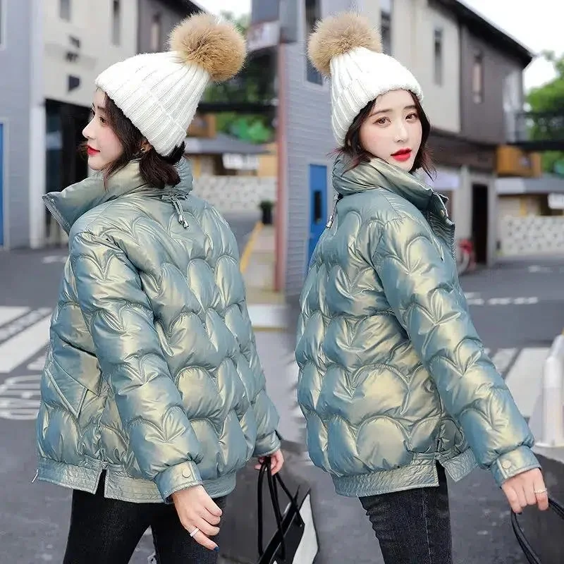 2023 New Winter Parkas Women Jackets Long Sleeve Casual Glossy Thick Warm Puffer Coat Loose Female Jacket Waterproof Outwear