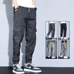 Pantalon cargo en tissu doux pour homme, multi-poches, taille élastique, résistant à l'usure, jogging, vêtements FjSimple, printemps, été