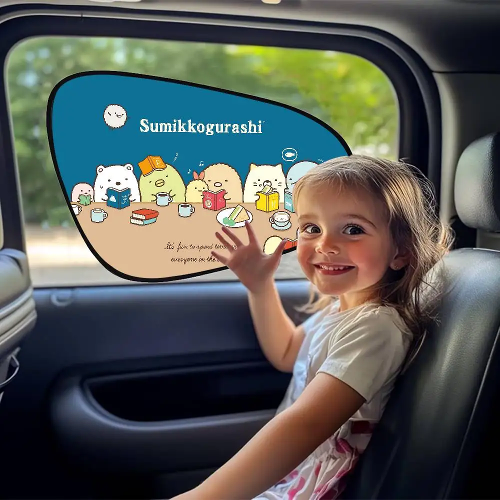 الكرتون Sumikko Gurashi سيارة كهرباء فيلم الجانب نافذة الشمسيات الزجاج الأمامي السيارات نافذة ظلة غطاء للأطفال الطفل #4
