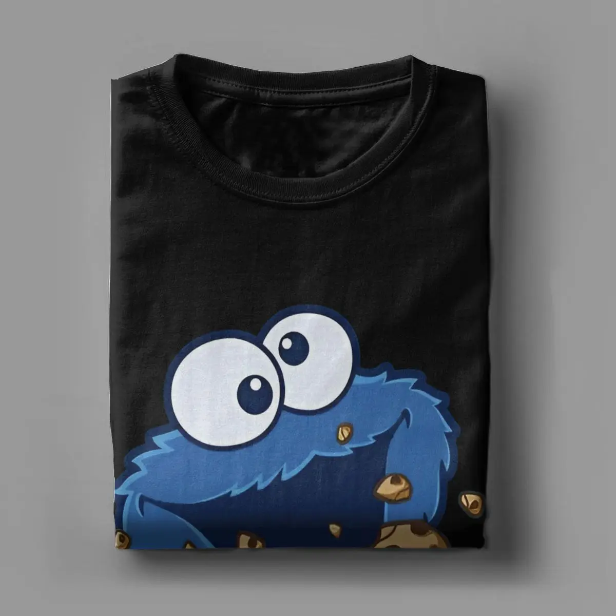 Sesame Streets Cookie Monster T Shirt Men Cotton Fun T-Shirts Crew Neck Cartoon 80s TV Series Tee Short Sleeve Clothes